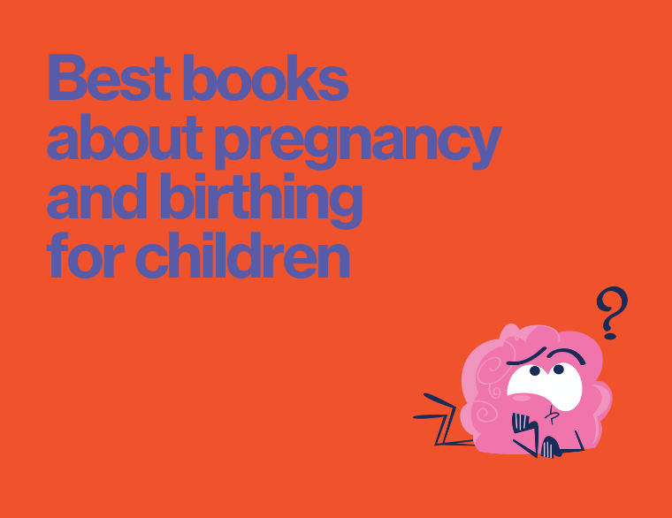 coloured background and title of post on childrens books about pregnancy