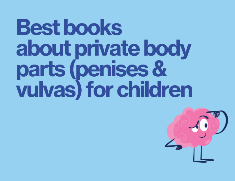 coloured background and title of post on childrens books about private parts