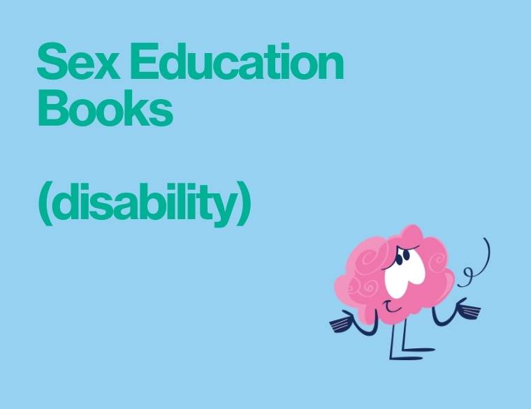 coloured background and title of post on puberty books disability
