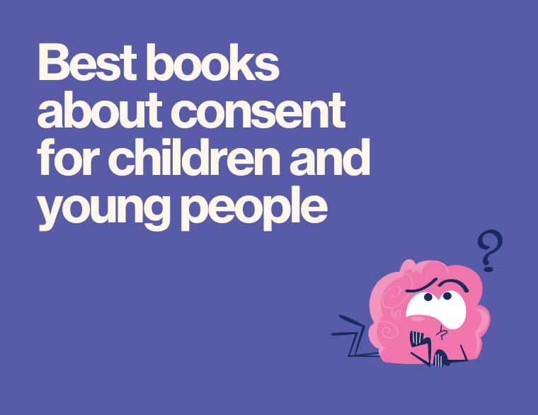 coloured background and title of post on books about consent