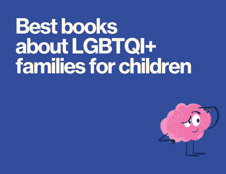 coloured background and title of post on childrens books about LGBT families