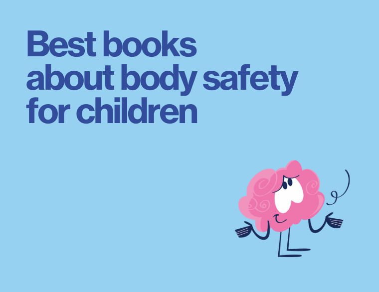 coloured background and title of post on childrens books about body safety