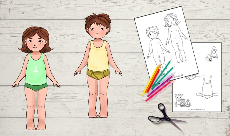 FREE Anatomically correct printable paper dolls