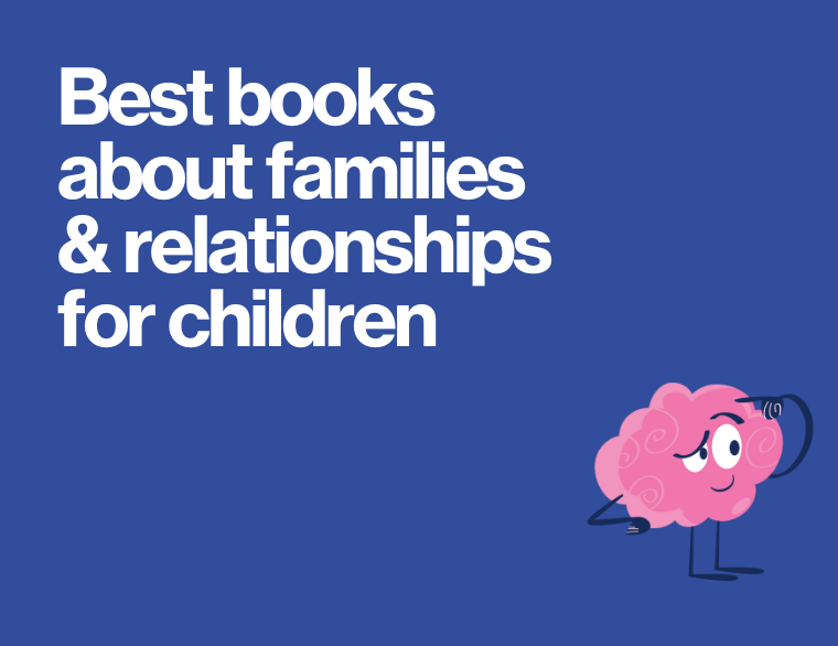 coloured background and title of post on childrens books about family