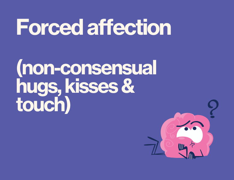 coloured background and title of post on forced affection children