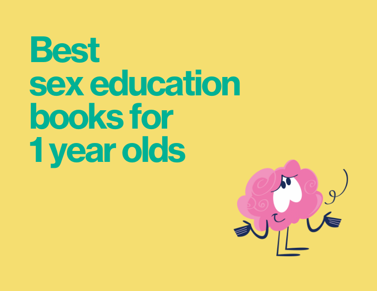 coloured background with title of blogpost - sex education books for 1 year olds