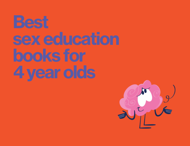 coloured background with title of blogpost - sex education books for 4 year olds