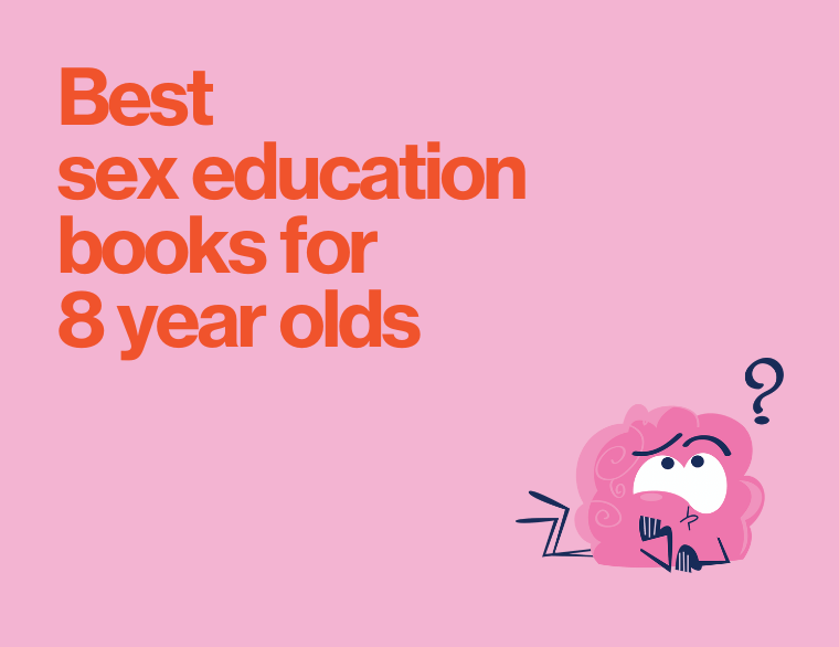 coloured background with post title - sex education books for 8 year olds