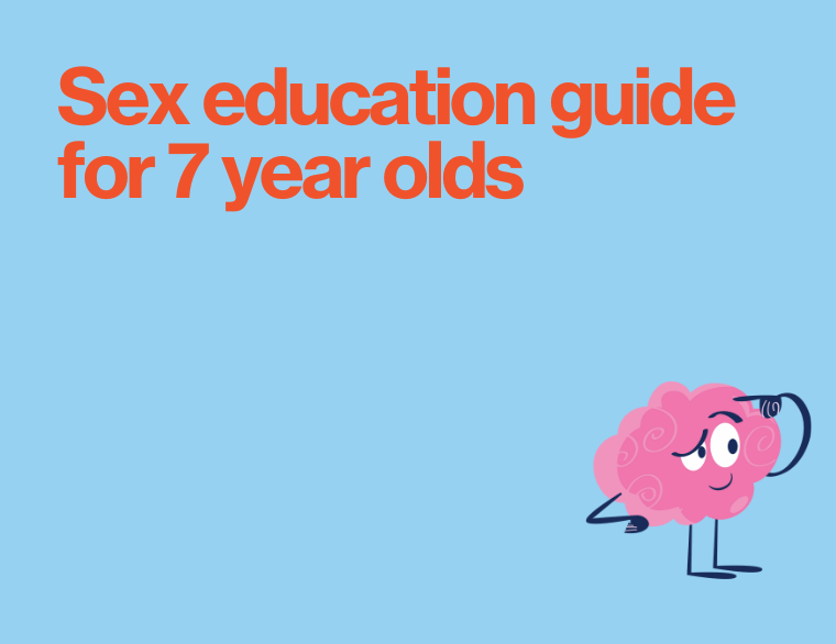 coloured background and title of post on sex education for seven year olds