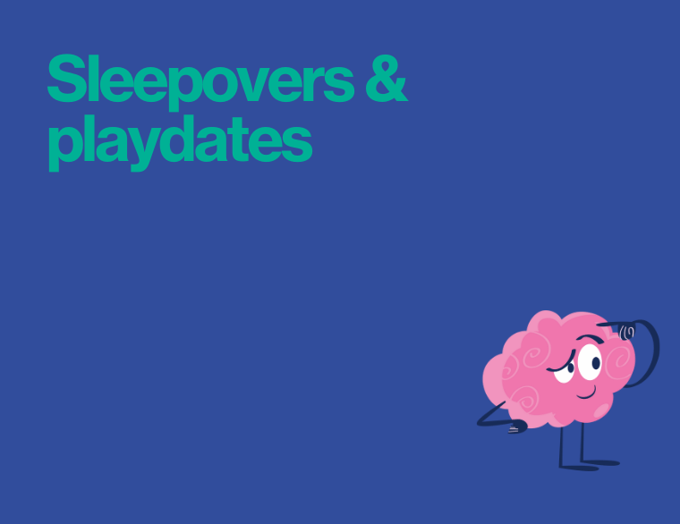 coloured background and title of post on sleepovers playdates safety for children