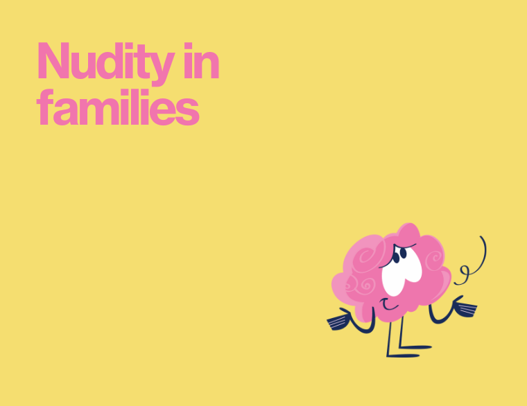 coloured background and title of post on nudity in families