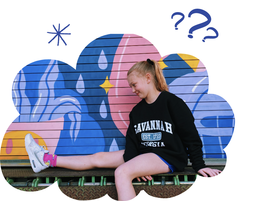 girl smiling with colourful background