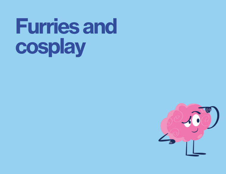 coloured background and title of post on furries, cospaly and children