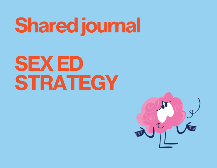 coloured background and title of post about how to use a shared journal to teach sex education