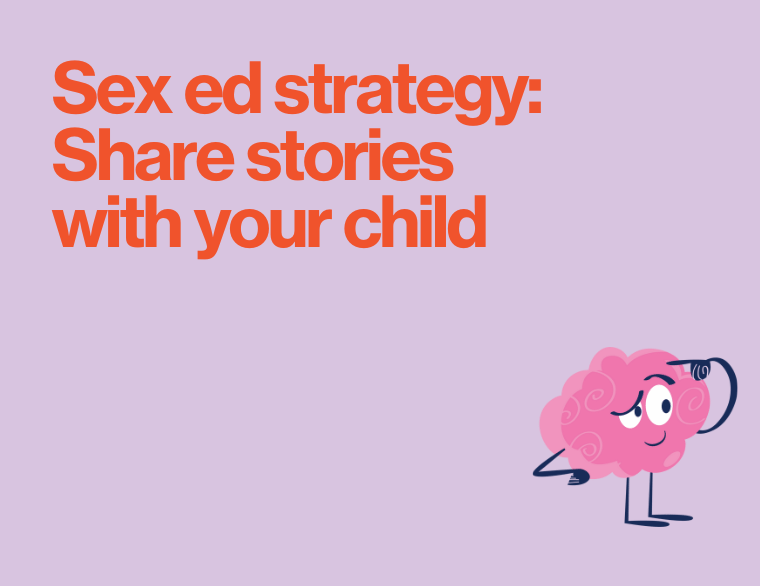 coloured background and title of post on story telling for kids as a sex ed strategy