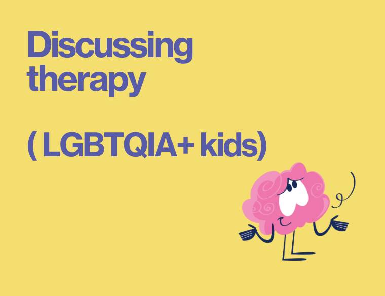 coloured background and topic of post about discussing therapy with your lgbtqia child