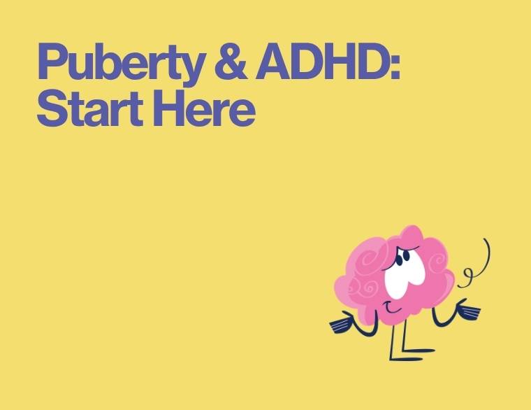 coloured background and words - Puberty and ADHD