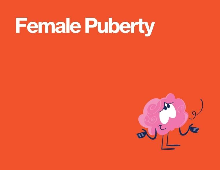 title of blogpost on a coloured background on female puberty