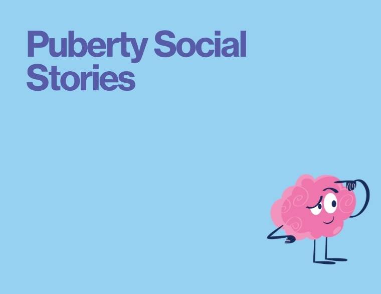 coloured background and words - puberty social stories