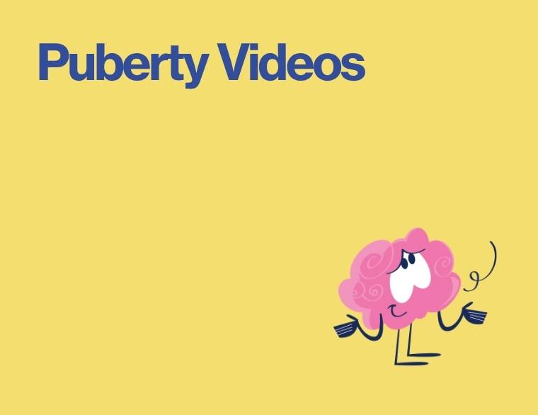 title of blogpost on a coloured background on puberty videos